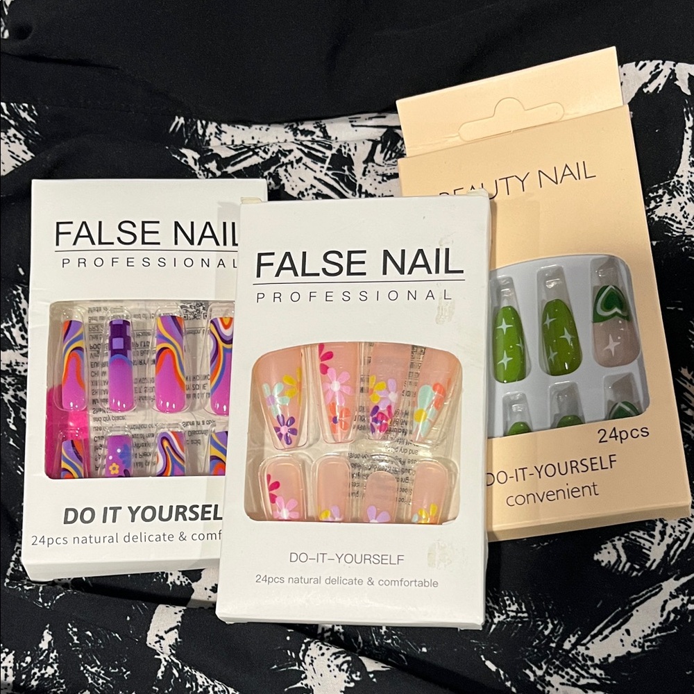 Press‎ on nails vibrantColorful False Nail Set medium long